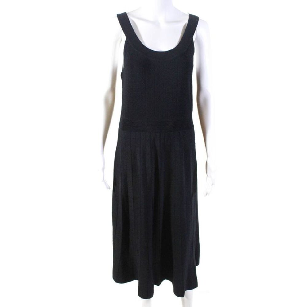 Leo & Sage Womens Scoop Neck Knit Sleeveless Maxi Dress Black Size Medium LL19LL